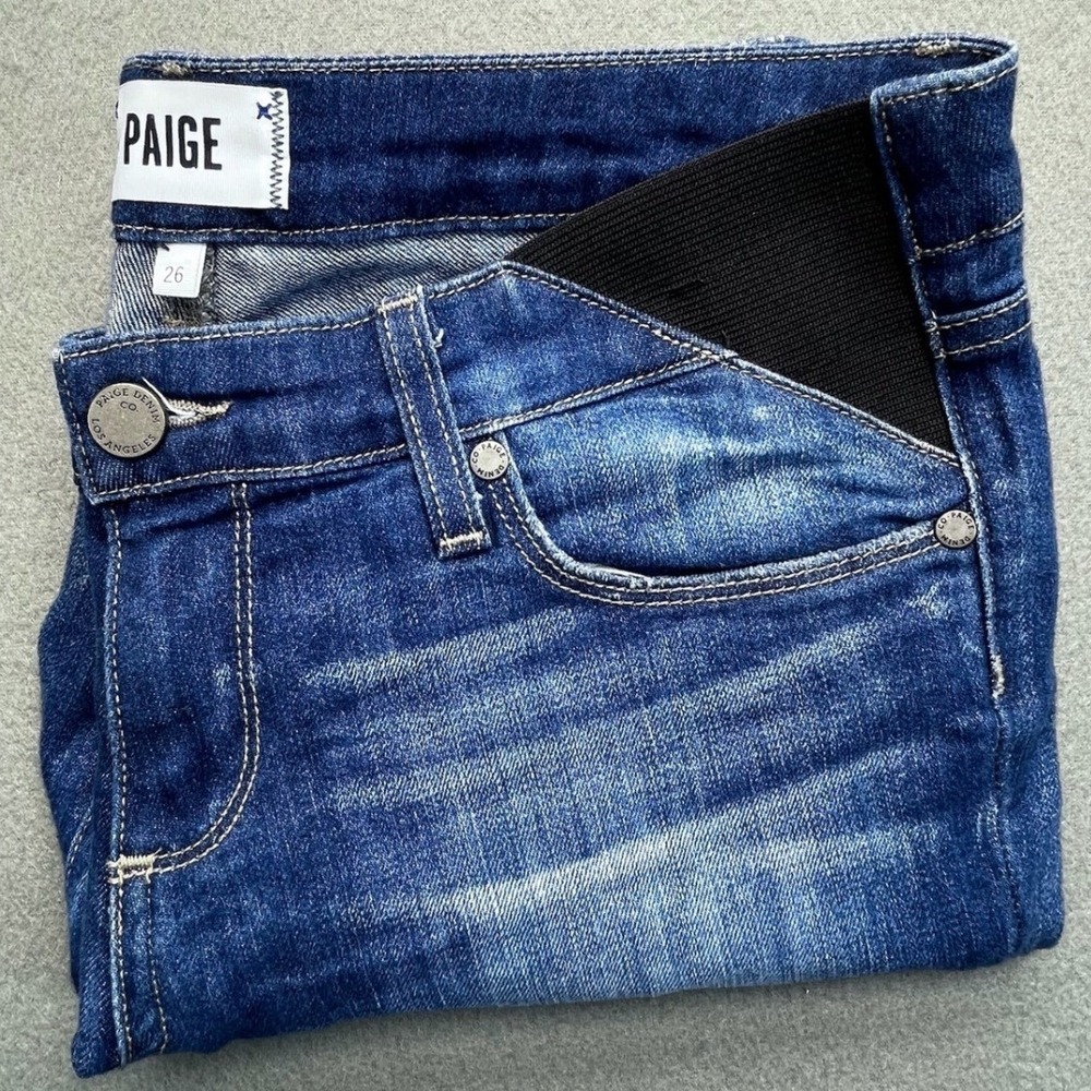 Paige Jimmy Jimmy Crop Maternity Jeans Size 26 Penelope Wash Side‎ Panel Blue